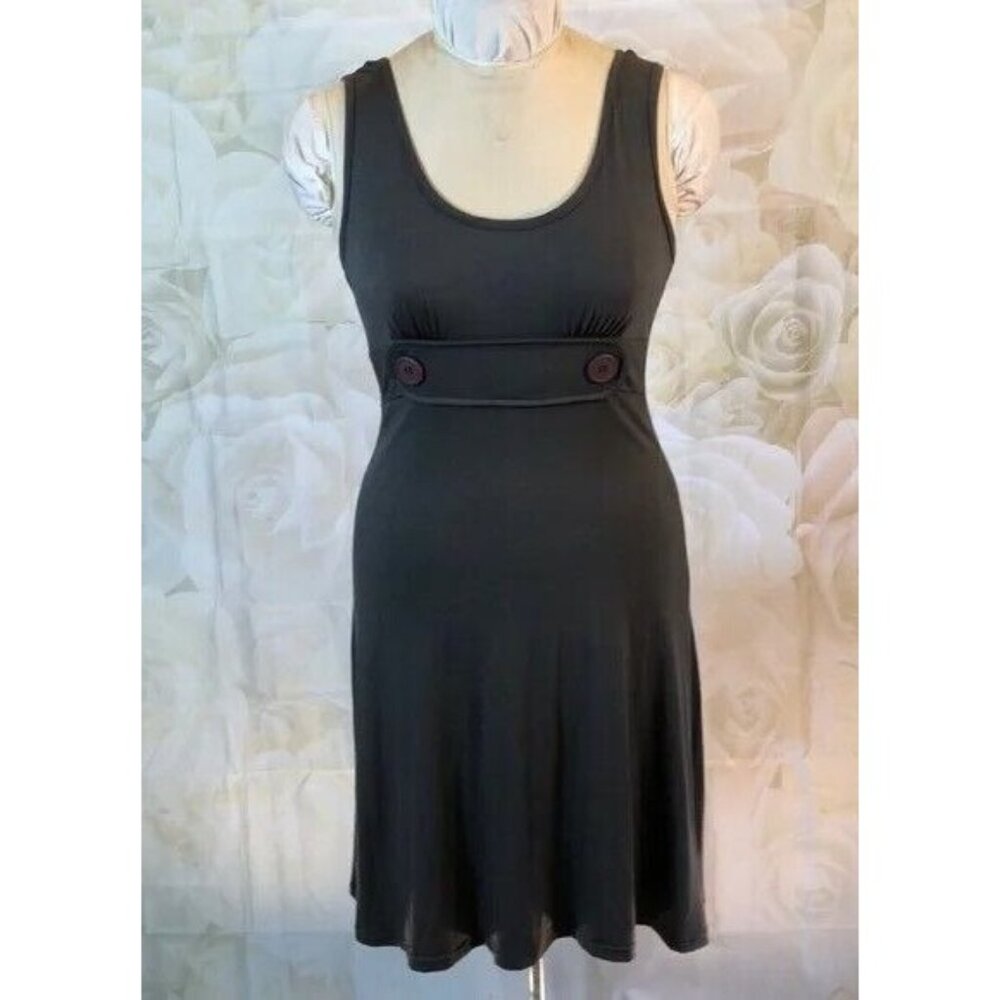 Soprano Dress Gray Tank Sleeveless Big Buttons Accent Empire Waist Large